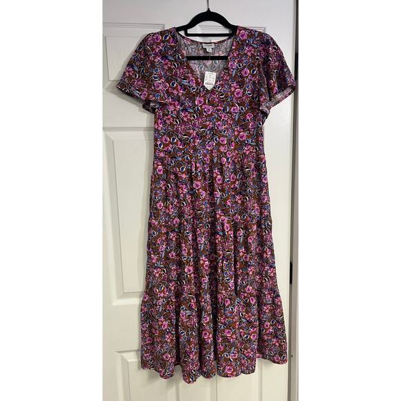 NWT J. Crew Women 8 Flutter Sleeve Tiered Midi Dress Floral Whimsical Cottage - Picture 3 of 13
